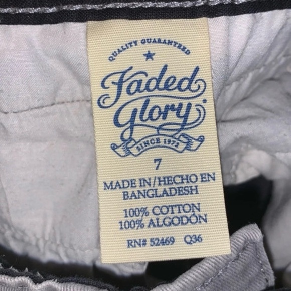 Faded Glory grey size boys 7 fish bones print khaki shorts - Picture 4 of 4